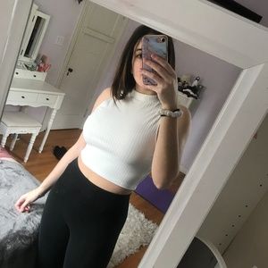 White Tank Crew Crop Top